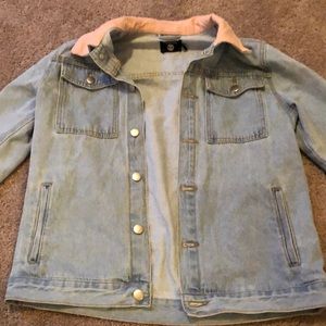 Pink corduroy lined denim jacket